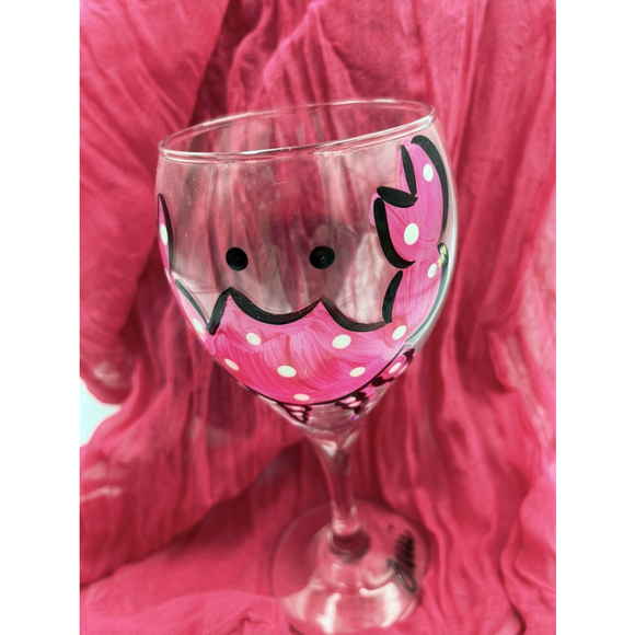 Hand Painted Crab Wine Glasses Set 4 Beach Bar Wear Signed Terri - Picture 3 of 6